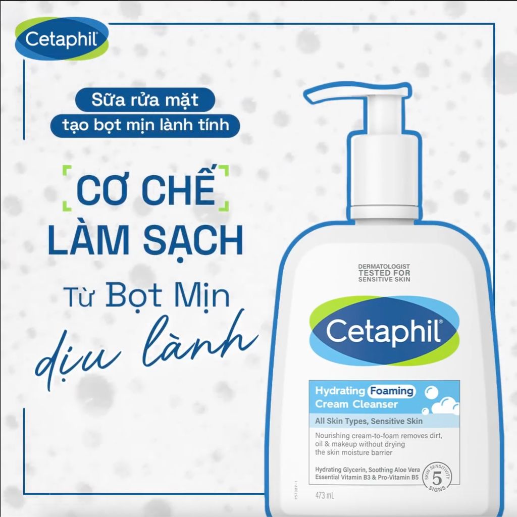 Sữa Rửa Mặt Cetaphil Hydrating Foaming Cream Cleanser Tạo Bọt Cho Da Nhạy Cảm