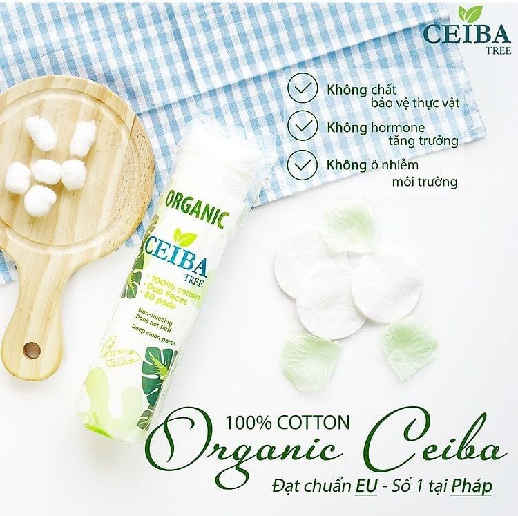 Bông Tẩy Trang Hữu Cơ Ceiba 80 Miếng