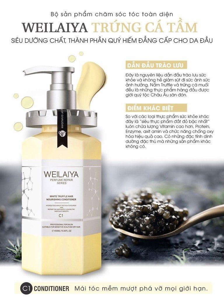 Dầu Xả tóc thảo dược Weilaiya phục hồi đa tầng Nấm Truffle 450ml