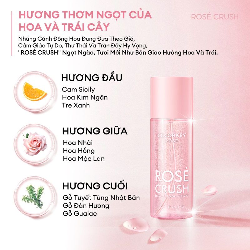 Xịt thơm Colorkey body mist rose crush 100ml