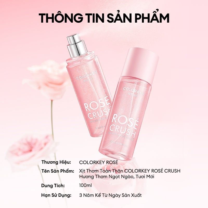 Xịt thơm Colorkey body mist rose crush 100ml