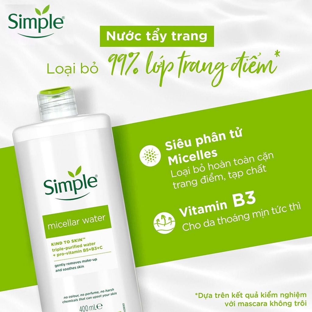 Nước tẩy trang Simple Kind to Skin Micellar Cleansing Water
