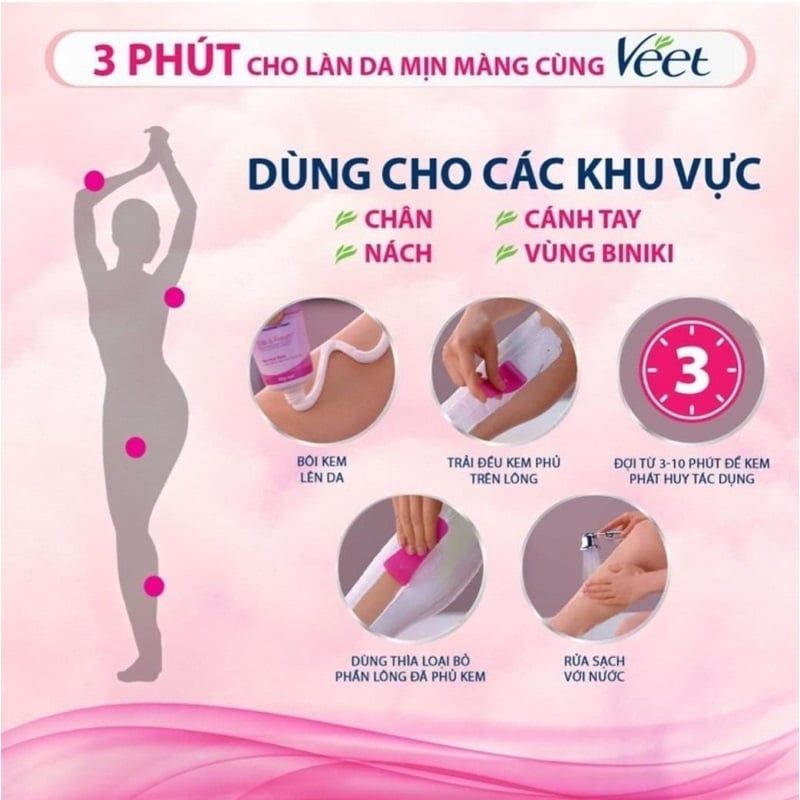 Kem tẩy lông Veet chính hãng, an toàn sạch sẽ tuýp