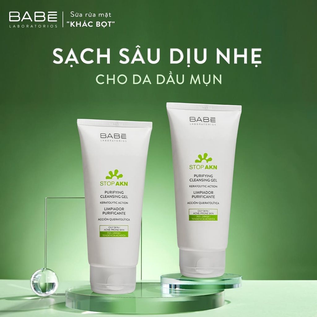 Sữa Rửa Mặt BABE - BABÉ Stop Akn Purifying Cleansing Gel Cho Da Dầu Mụn