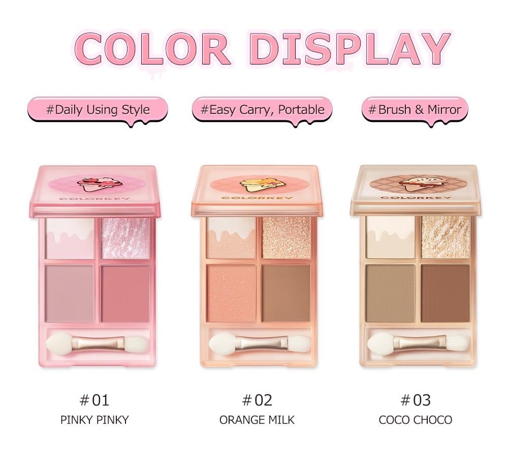 Phấn mắt 4 ô Colorkey four color eyeshadow Ice cream 4g