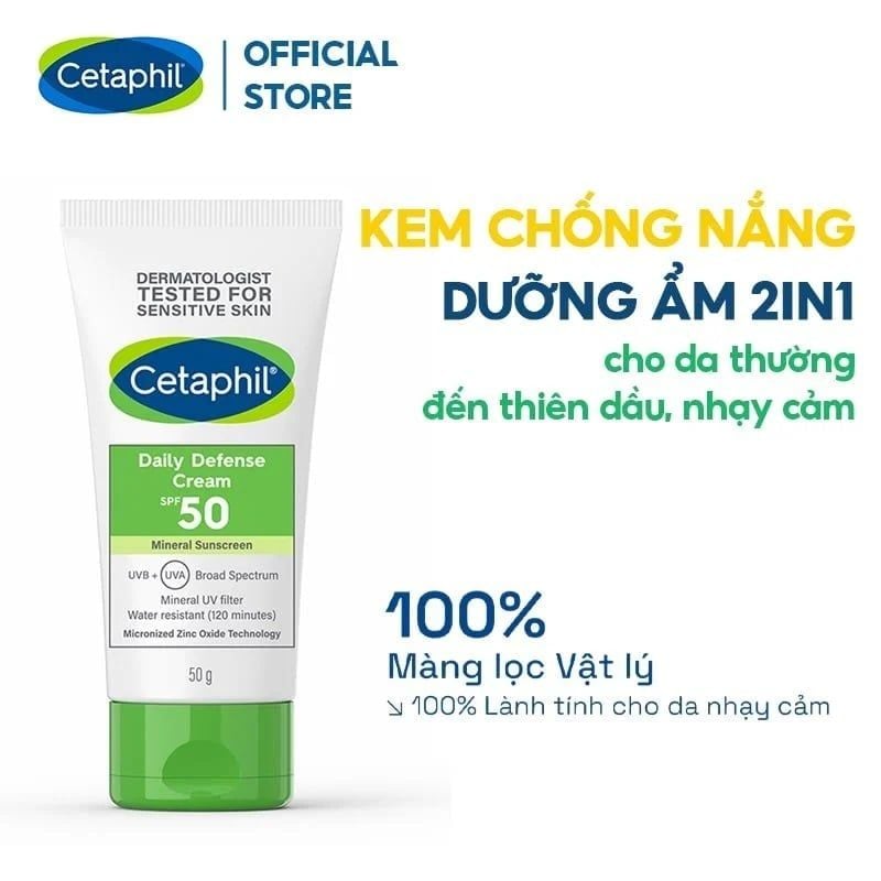 Kem Chống Nắng Cetaphil Daily Defense Cho Da Nhạy Cảm SPF50 50g
