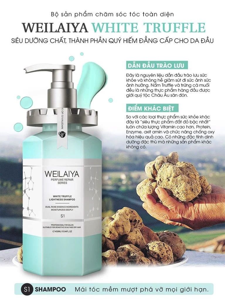 Dầu gội thảo dược Weilaiya phục hồi đa tầng Nấm Truffle 450ml