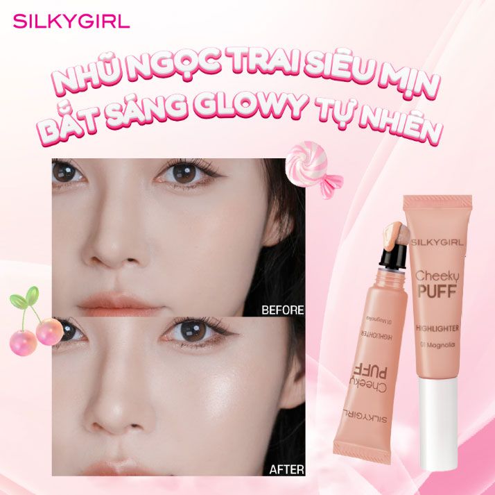 Phấn bắt sáng dạng kem Silkygirl Cheeky Puff Highlighter 01