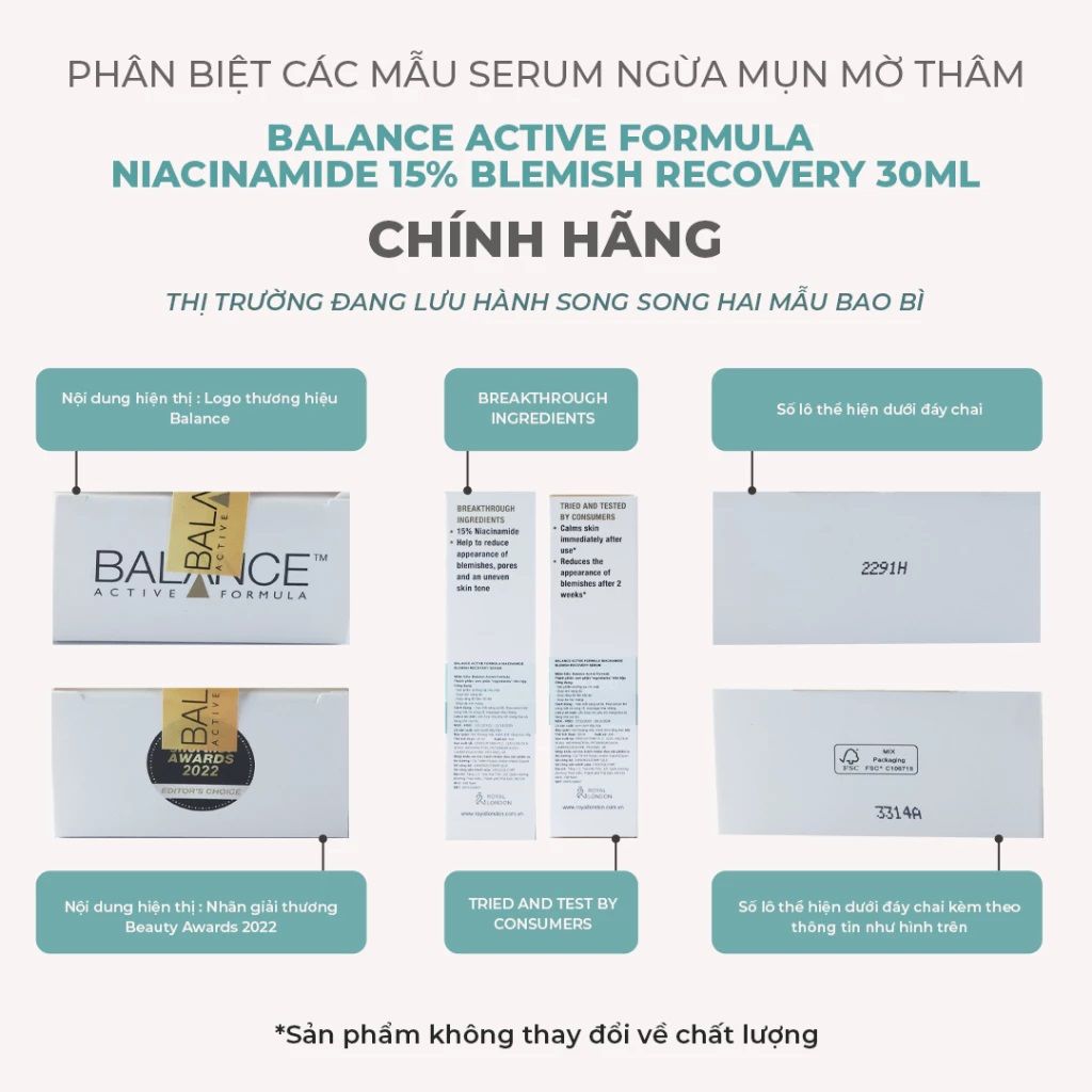 Tinh chất giảm mụn mờ thâm Balance Active Formula Niacinamide 15% Blemish Recovery Serum 30ML