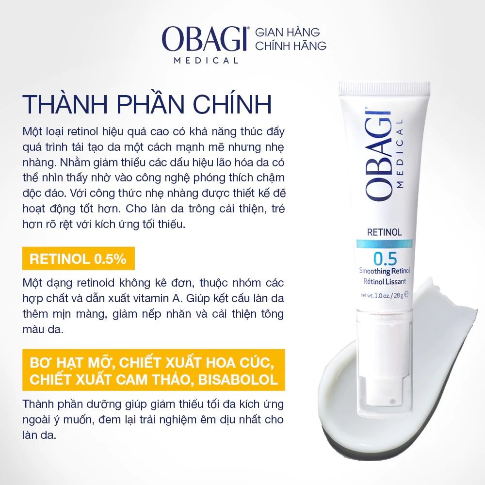 Kem Dưỡng Chống Lão Hóa Obagi Medical Retinol 0.5 Smoothing 28g