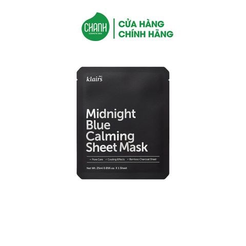 Mặt nạ Klairs Midnight Blue Calming Sheet Mask phục hồi và dưỡng ẩm.