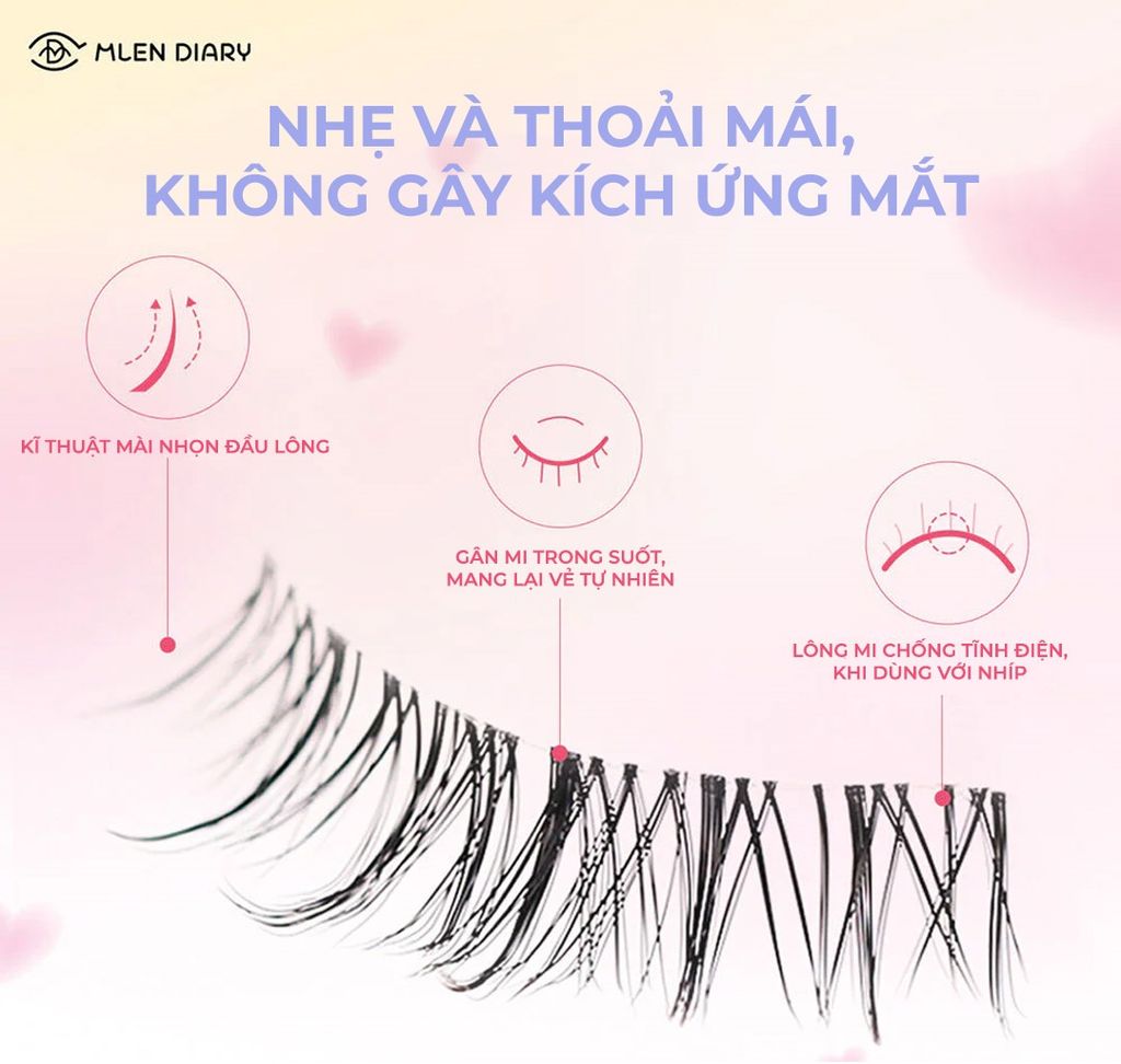 Lông Mi Giả Mlen Diary Gân Trong Suốt Sweet Idol 5 Cặp