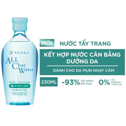 Nước Tẩy Trang Senka  All Clear Water Micellar Formula  Ngăn Ngừa Mụn 230ml