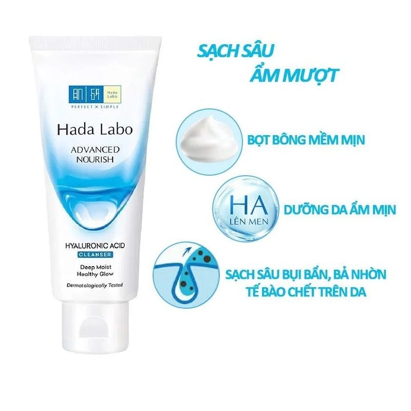 Sữa Rửa Mặt Hada Labo Dưỡng Ẩm Tối Ưu Advanced Nourish Hyaluronic Acid Cleanser 80g