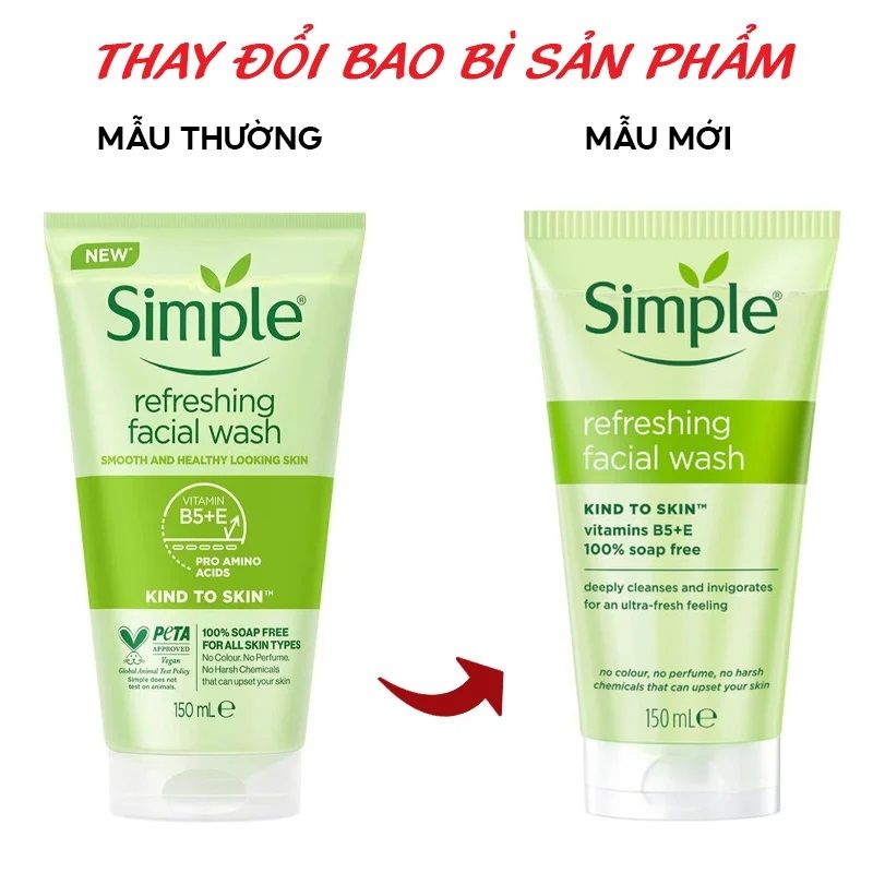 Sữa Rửa Mặt Dịu Nhẹ, Dành Cho Da Nhạy Cảm Simple Refreshing Facial Wash