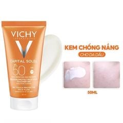 Kem Chống Nắng Cho Da Dầu, Không Nhờn Rít Vichy Ideal Soleil Mattifying Face Fluid Dry Touch SPF50+ 50ml