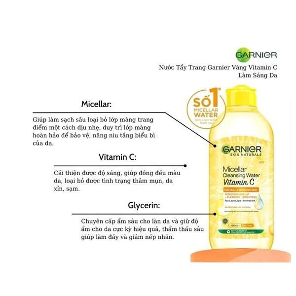Nước Tẩy Trang Garnier Sáng Da Vitamin C