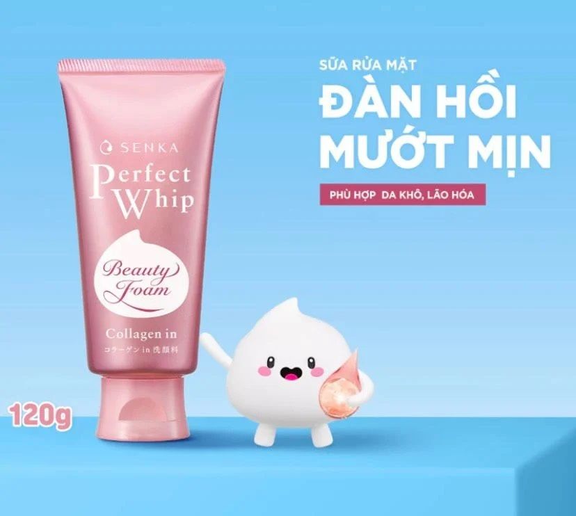 Sữa Rửa Mặt Senka Perfect Whip Collagen 120g