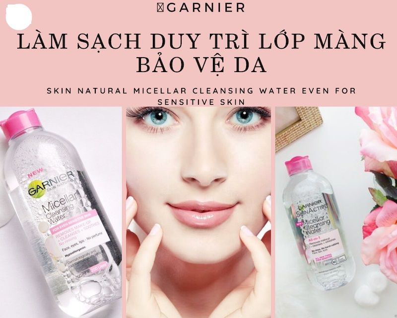 Nước tẩy trang Garnier da nhạy cảm nắp hồng