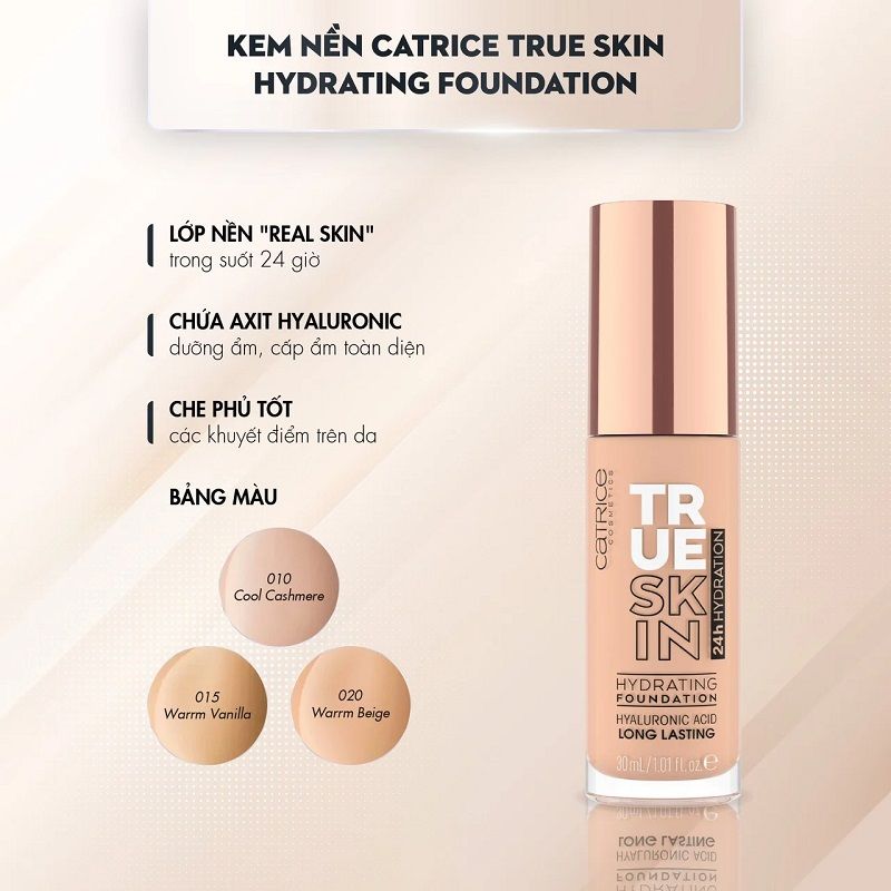 KEM NỀN CATRICE TRUE SKIN HYDRATING FOUNDATION 30ML