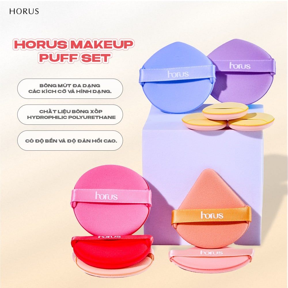 Horus Bộ bông mút trang điểm Makeup Puff Set