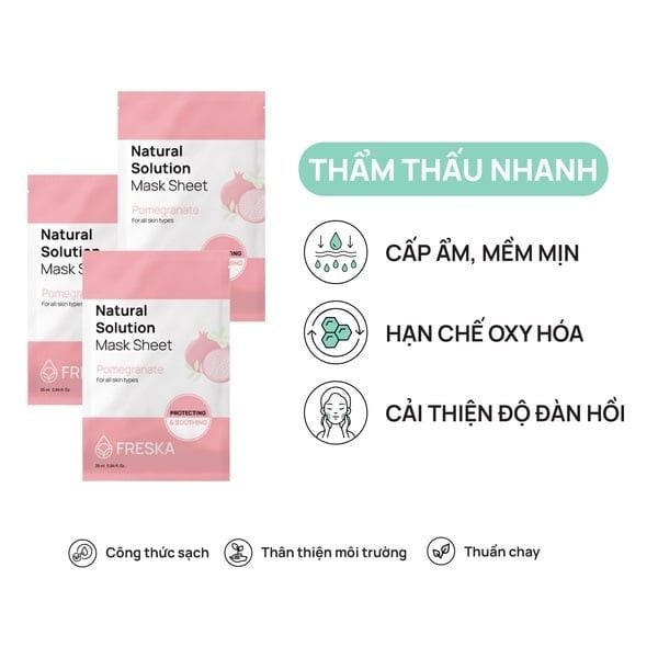 Mặt nạ giấy chiết xuất Lựu đỏ Freska Natural Solution Mask Sheet – Pomegranate 25ml