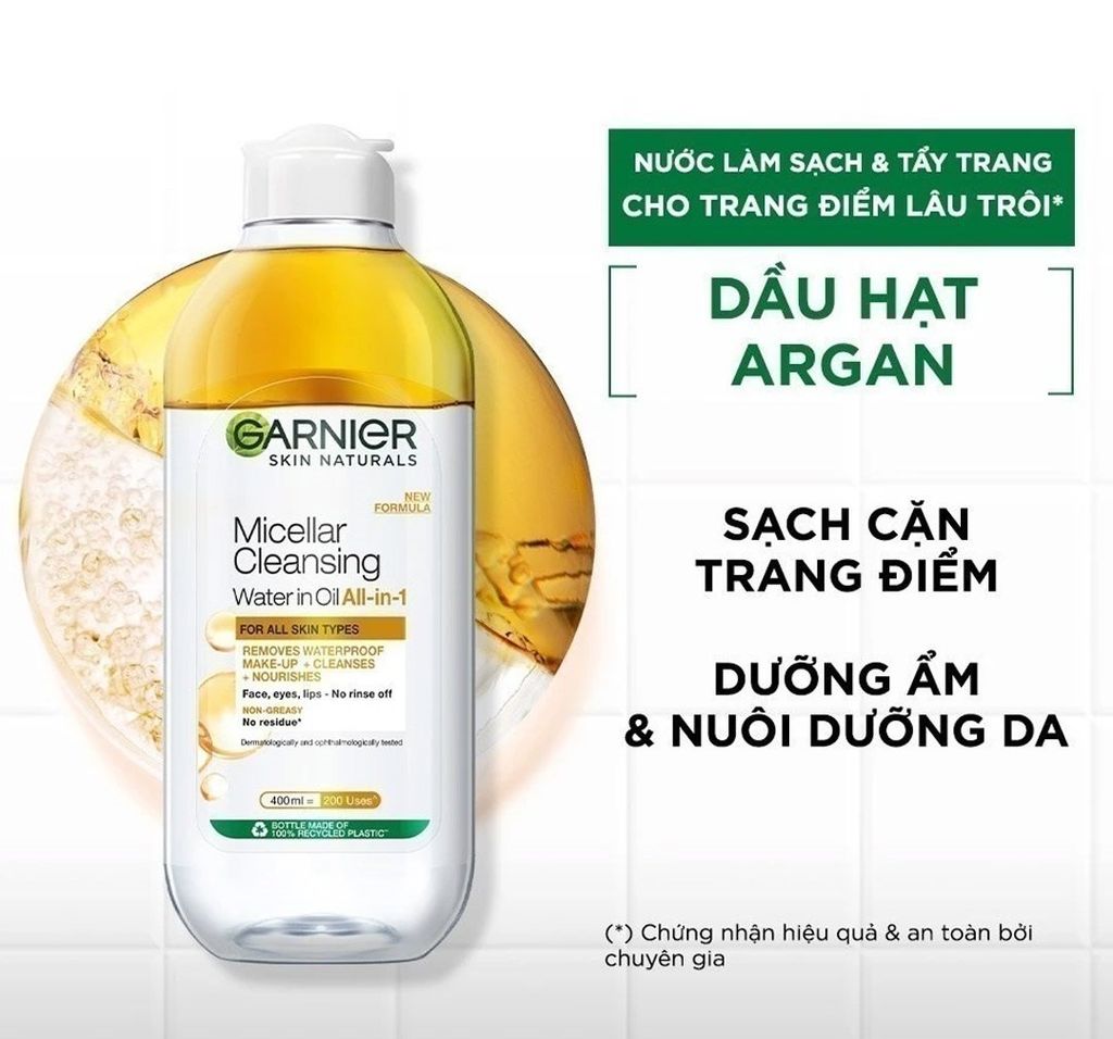 Nước Tẩy Trang Garnier Skin Naturals Micellar Oil-Infused Cleansing Water