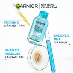 Nước Tẩy Trang Garnier da dầu mụn nắp xanh Skin Naturals Salicilyc BHA Cleansing Water