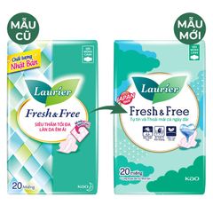 Băng Vệ Sinh Laurier Nhật Bản Fresh & Free Siêu thấm Chống Tràn Siêu Mỏng Cánh-20 miếng-BVS
