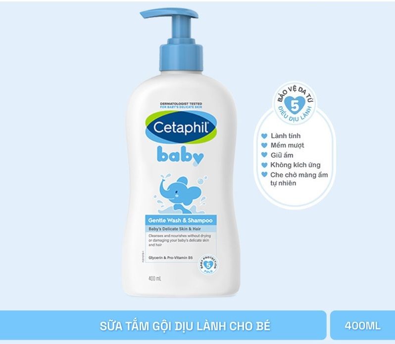 Sữa Tắm Gội Cetaphil Baby Gentle Wash & Shampoo Dịu Lành Cho Bé 400ml