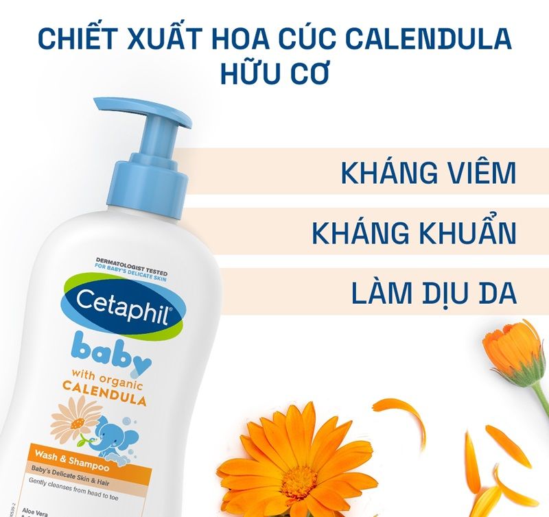 Sữa Tắm Gội Cetaphil Dịu nhẹ Cho Bé Tinh Chất Hoa Cúc 400ml