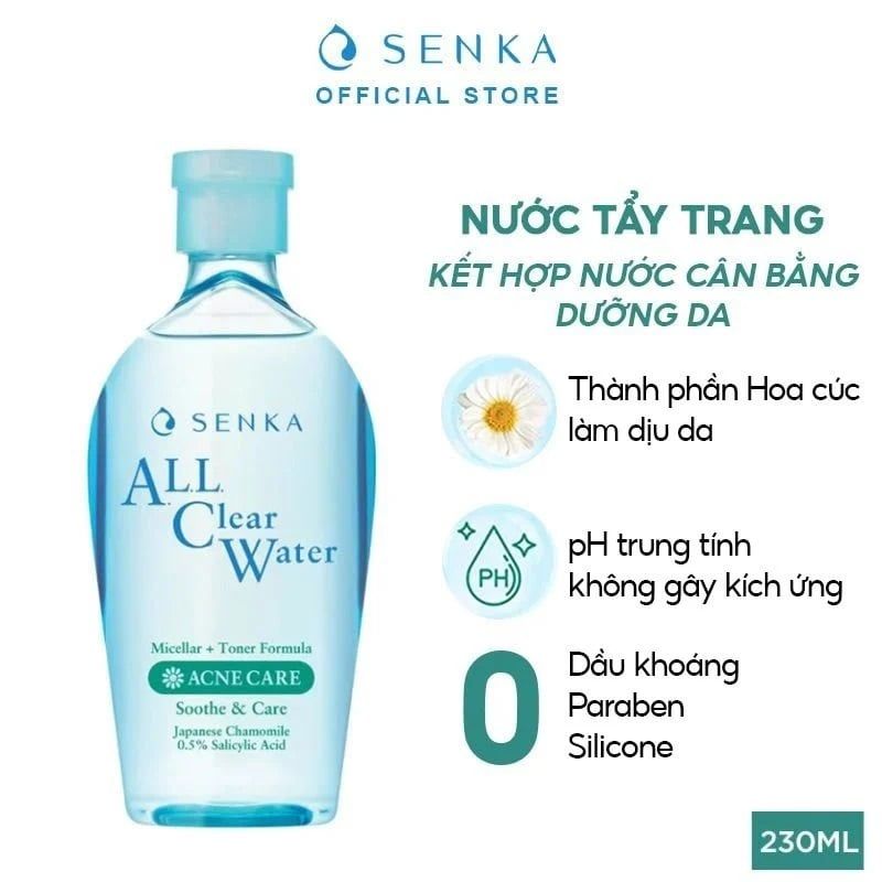 Nước Tẩy Trang Senka  All Clear Water Micellar Formula  Ngăn Ngừa Mụn 230ml