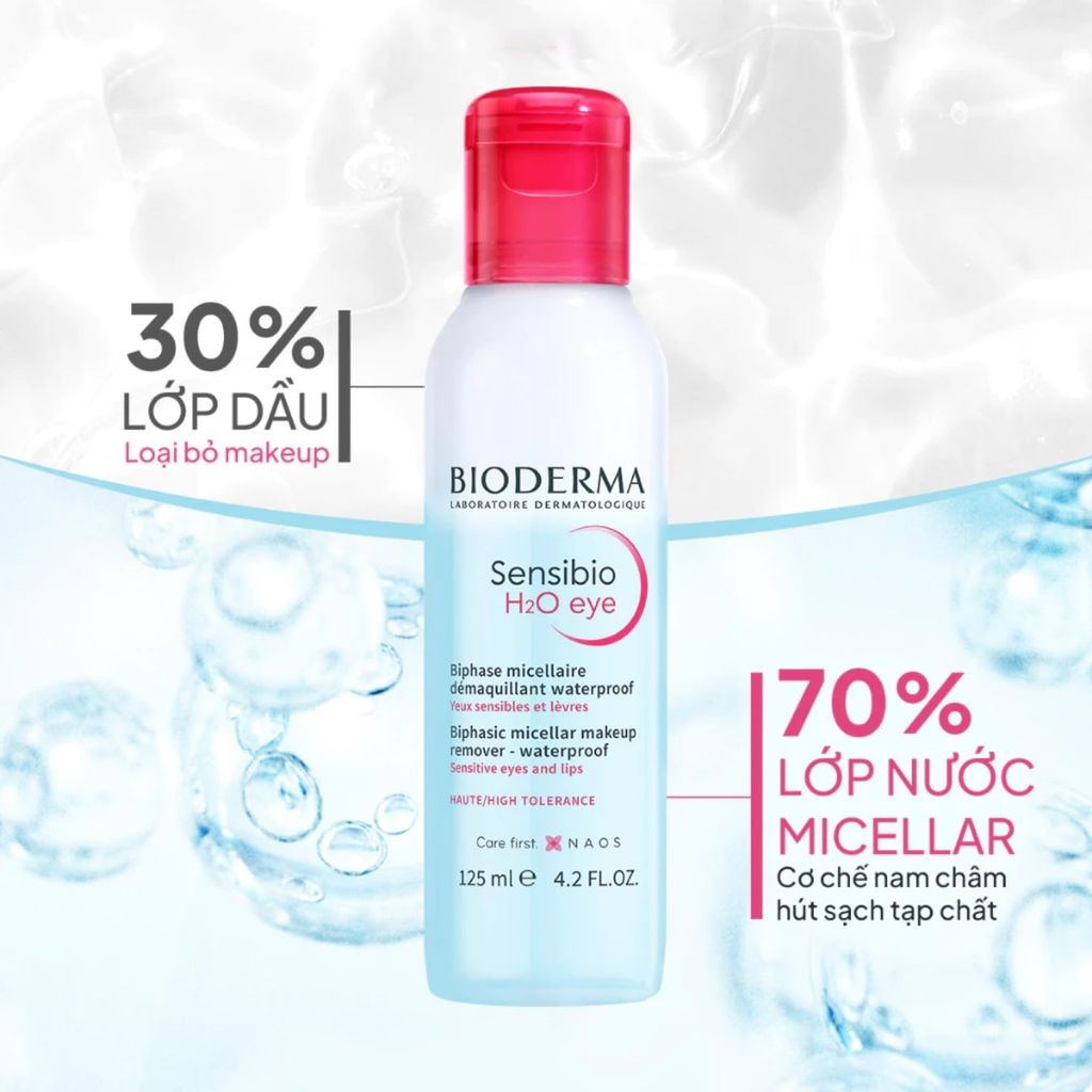 Tẩy trang mắt môi Bioderma Sensibio H2O Eye Remover 125ml