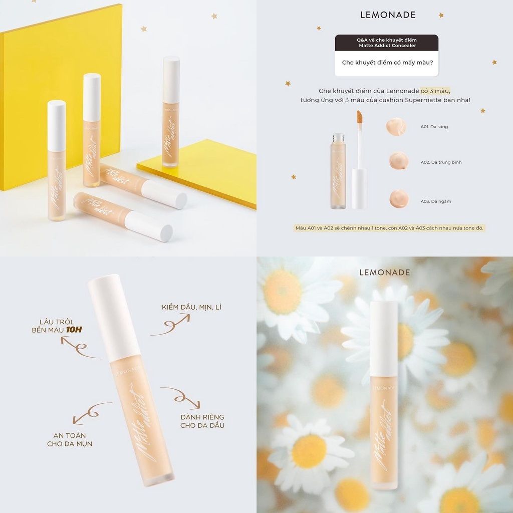 Lemonade Che khuyết điểm Matte Addict Concealer