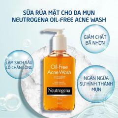 Sữa rửa mặt cho da dầu mụn Neutrogena Oil Free Acne Wash