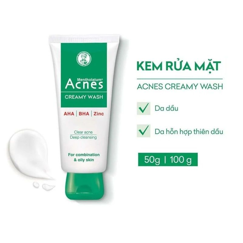 Kem rửa mặt Acnes Creamy Wash ngăn ngừa mụn 100g