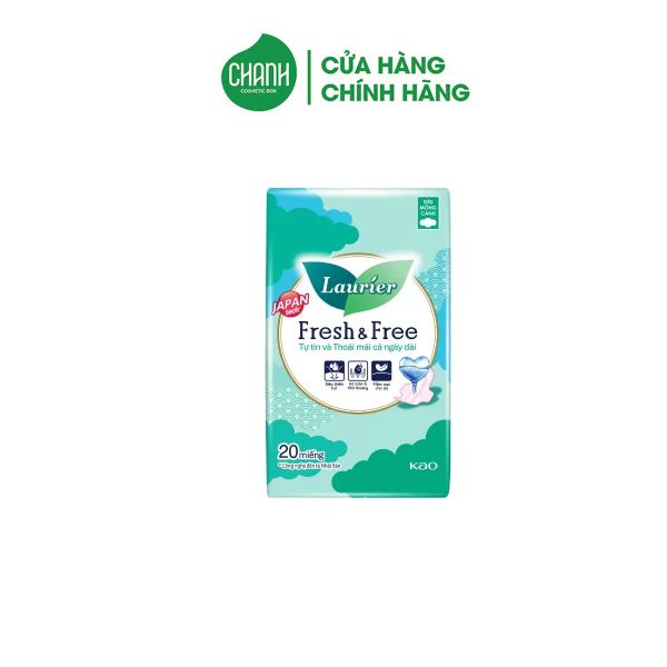 Băng Vệ Sinh Laurier Nhật Bản Fresh & Free Siêu thấm Chống Tràn Siêu Mỏng Cánh-20 miếng-BVS