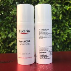 Kem Dưỡng Ẩm, Kiểm Soát Nhờn, Ngừa Mụn Matt Fluid Eucerin Pro Acne 50ml
