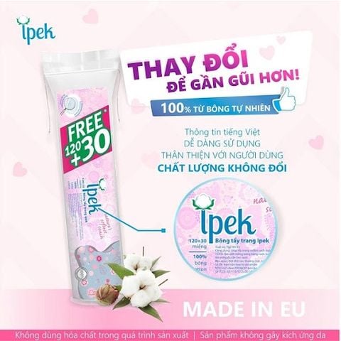 Bông tẩy trang Ipek 150 miếng