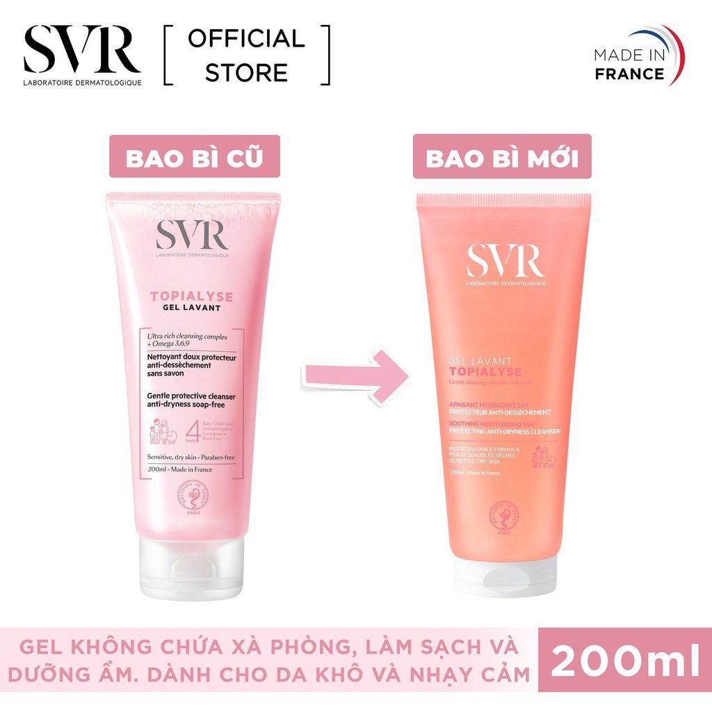 Gel rửa mặt cho da khô nhạy cảm SVR Topialyse Gel Lavant