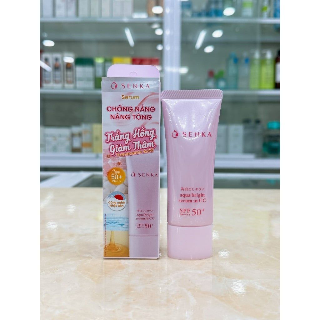 Serum Chống Nắng, Nâng Tông Senka Aqua Bright Serum In CC SPF50+/PA++++ 40g