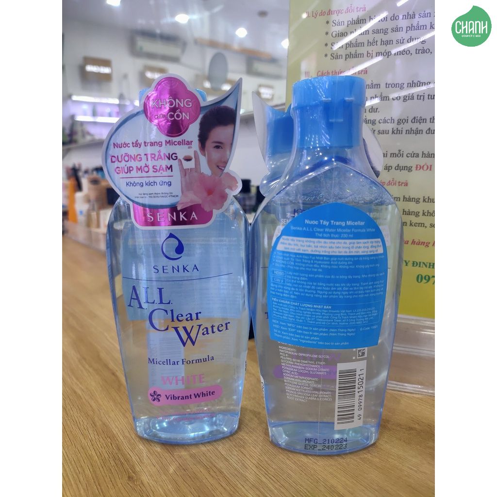 Nước Tẩy Trang Senka Micellar Dưỡng Trắng All Clear Water Micellar Formula White 230ml