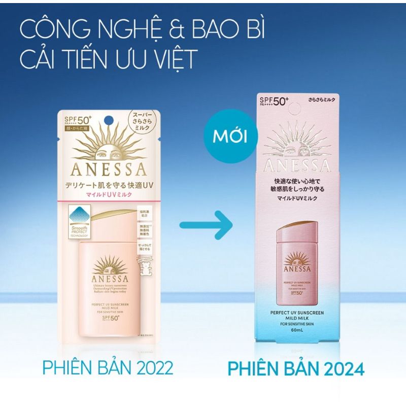 Sữa chống nắng dịu nhẹ cho da nhạy cảm Anessa Perfect UV Sunscreen Mild Milk SPF50+ PA++++