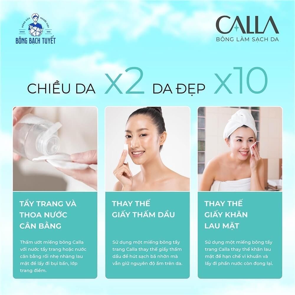 Bông tẩy trang Bông Bạch Tuyết Calla Sạch Sâu và Mềm Mịn