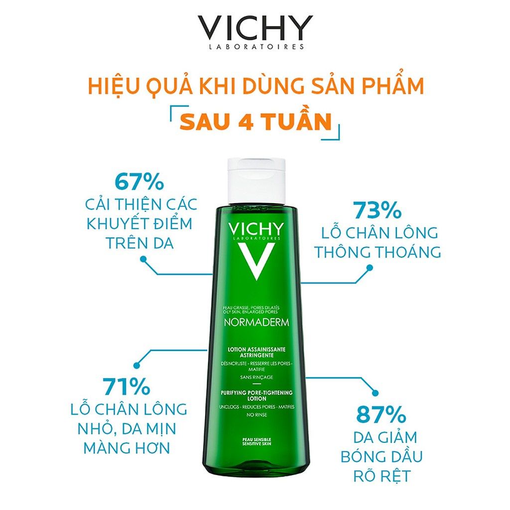 Nước Cân Bằng Vichy Normaderm Purifying Giúp Thông Thoáng Thu Nhỏ Lỗ Chân Lông Cho Da Dầu Mụn 200ml