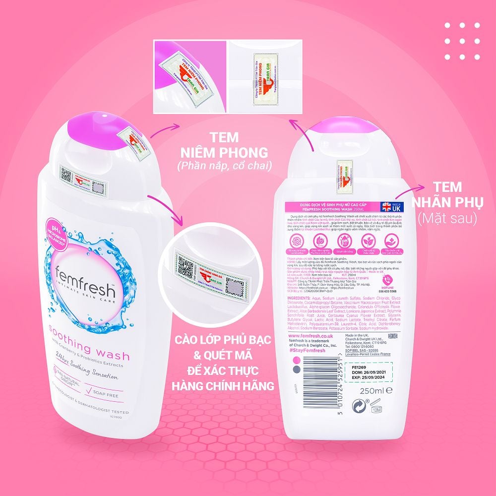 Dung dịch vệ sinh phụ nữ cao cấp Femfresh Soothing Wash 250ml