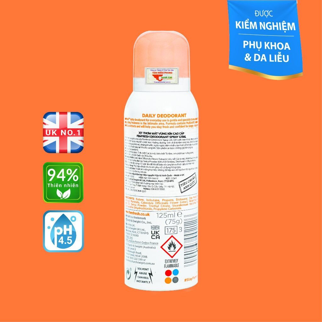 Xịt thơm vùng kín Femfresh Deodorant Spay 125ml