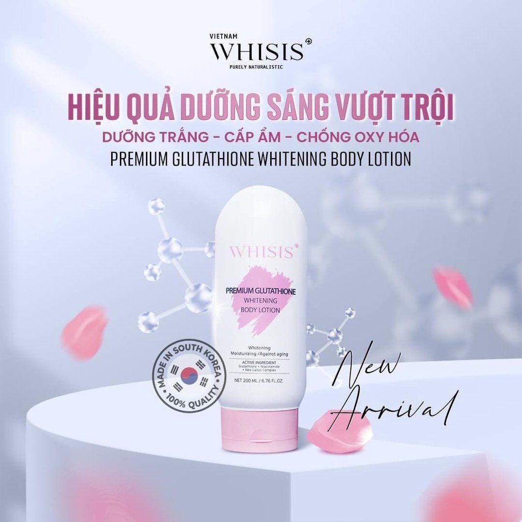 Kem Dưỡng Thể Trắng Da Nâng Tone  WHISIS Premium Collagen / Premium Glutathione  Whitening Body Lotion 200ml