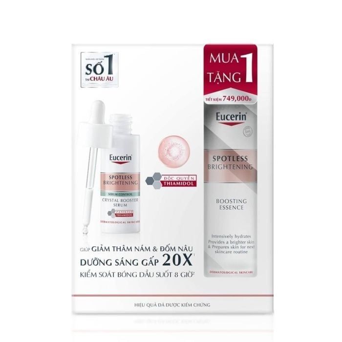 Combo Eucerin Serum Giảm Thâm Nám, Kiểm Soát Dầu Spotless Brightening Crystal Booster 30ml+ Boosting Essence