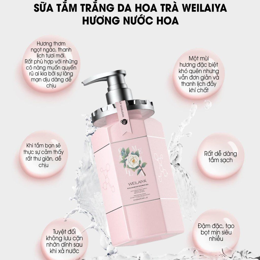 Sữa tắm trắng da cánh hoa hồng Damask Weilaiya Grand Rose Extracts Whitening Shower Gel 450ml
